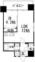 アヴァンセ片野グランデ(1LDK/13階)の間取り写真