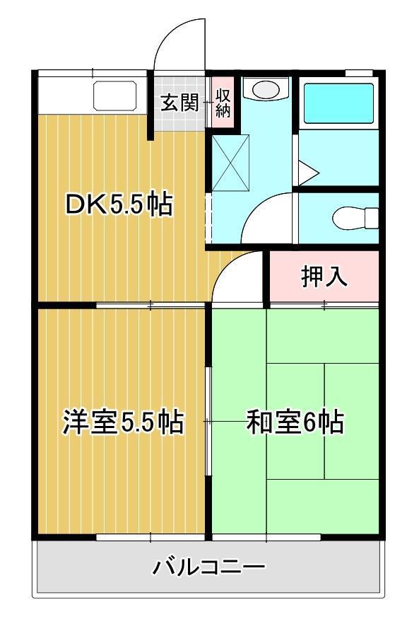 パークサイド神納(2DK/1階)の間取り写真