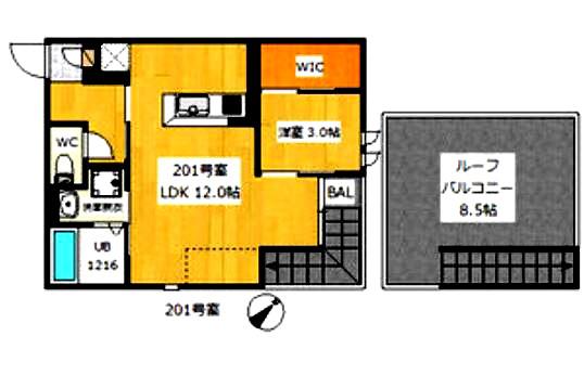 GRANDTIC PLAISIR(1LDK/2階)の間取り写真