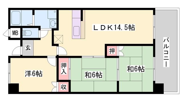 ハイムシェーンブルグ(3LDK/7階)の間取り写真