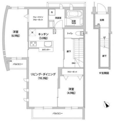 アドラブール深沢(2LDK/2階)の間取り写真