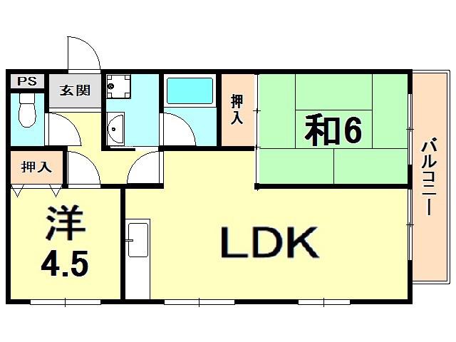 IO甲子園2番館(2LDK/2階)の間取り写真