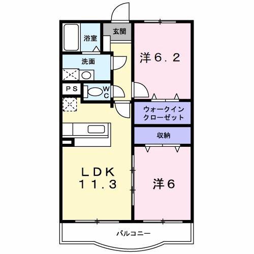 ピニーズコート(2LDK/3階)の間取り写真