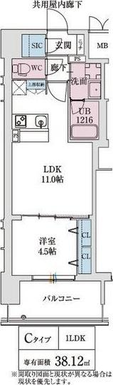 スプランディッド本町グラン(1LDK/8階)の間取り写真