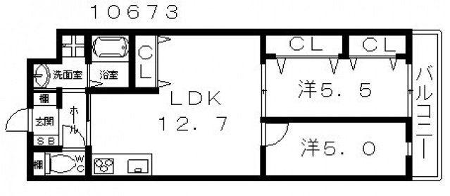 ステラウッド古室(2LDK/1階)の間取り写真
