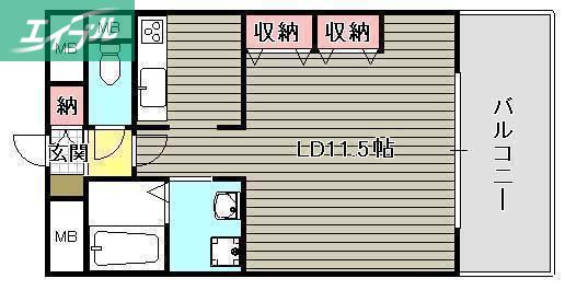 クレストシティ中井町(1K/7階)の間取り写真