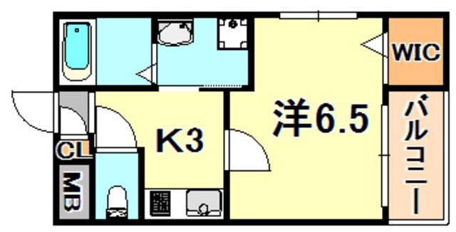 ワコーレヴィータ神田町(1K/2階)の間取り写真