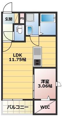 THE NOBLES秋葉町(1LDK/2階)の間取り写真