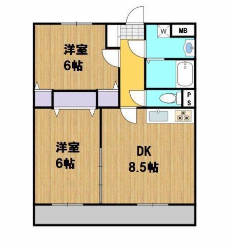 あんずマンション(2DK/2階)の間取り写真
