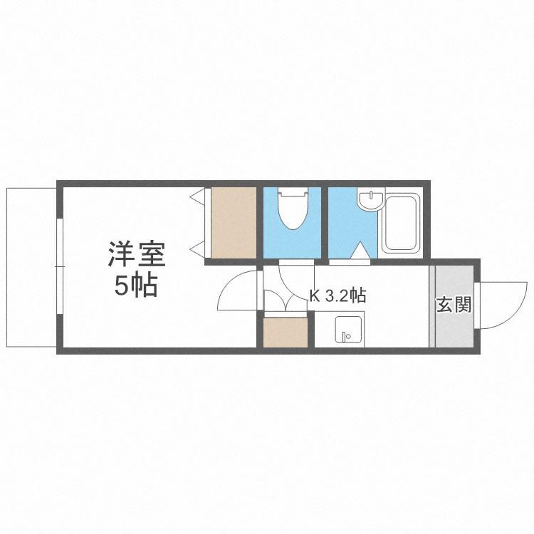 グランイースト北17条(1K/3階)の間取り写真