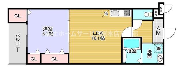 フジパレス エン III号館(1LDK/2階)の間取り写真