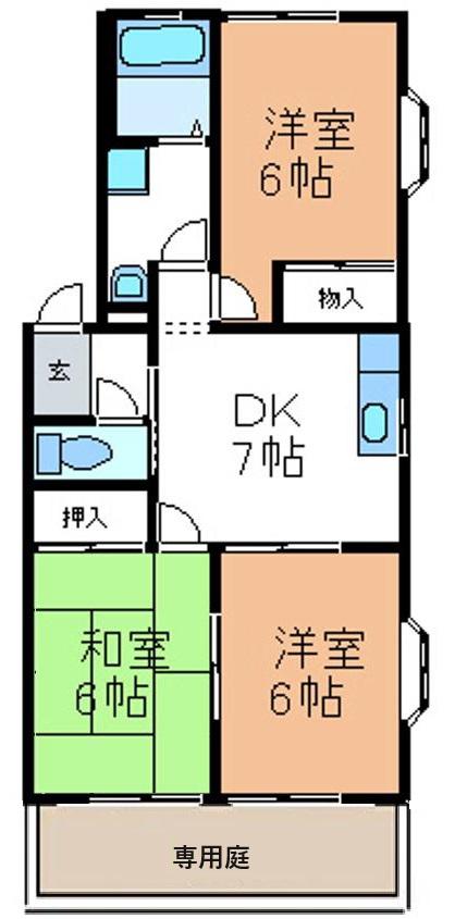 コーポラスシーダ(3DK/1階)の間取り写真