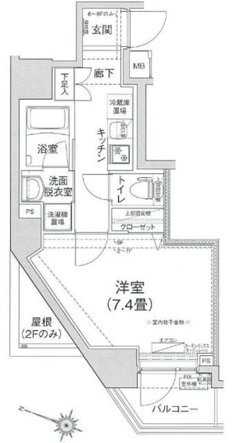 アイルプレミアム本駒込(1K/6階)の間取り写真