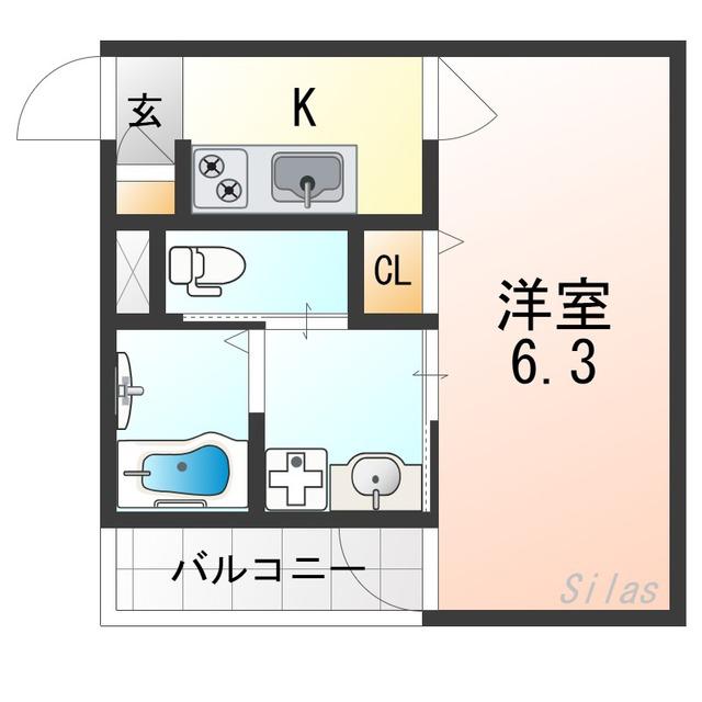 H-MAISON平野本町(1K/1階)の間取り写真