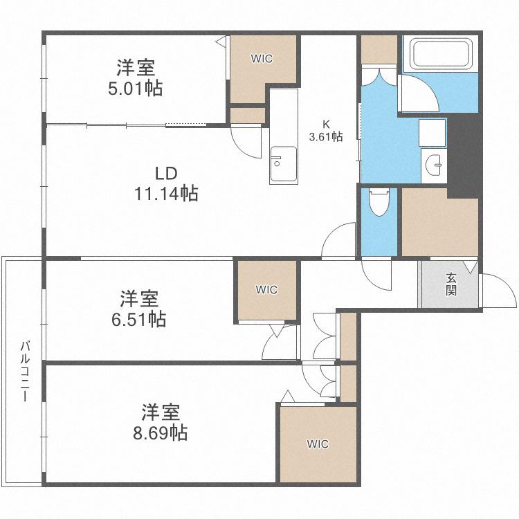 アルファスクエアS17(3LDK/2階)の間取り写真