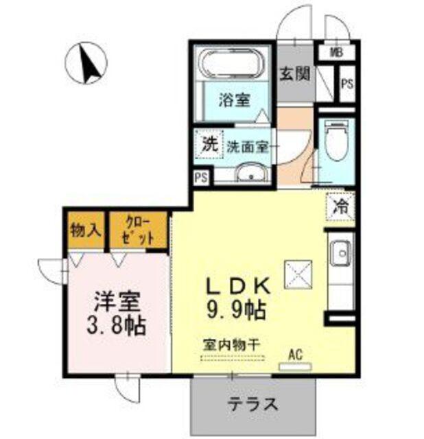 シュエット(1LDK/1階)の間取り写真