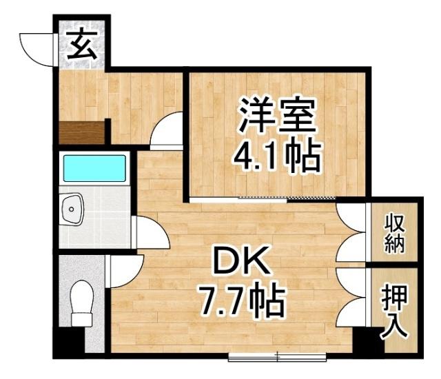 皆川ビル(1DK/4階)の間取り写真