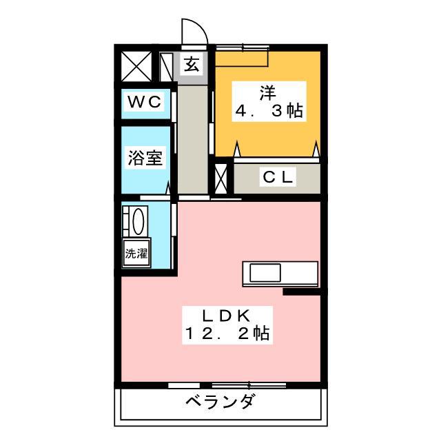 サンプレイス(1LDK/2階)の間取り写真