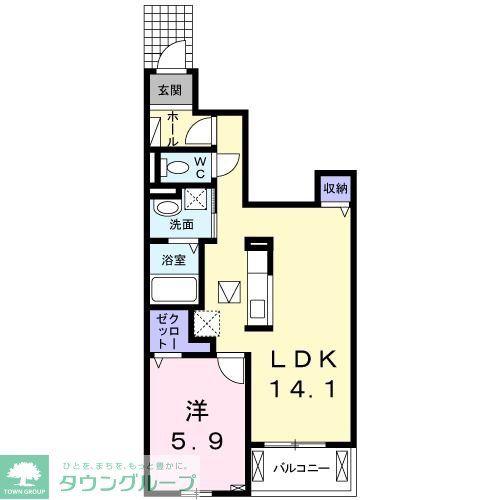 プランドール C(1LDK/1階)の間取り写真