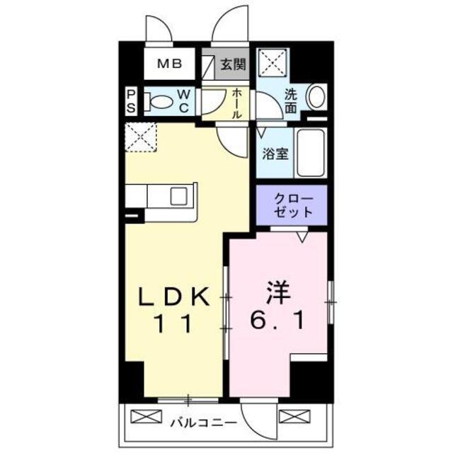 トゥットフェリーチェ八王子(1LDK/5階)の間取り写真