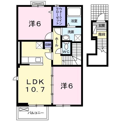 コートドールST II(2LDK/2階)の間取り写真