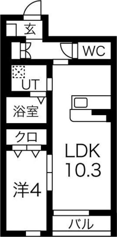 ノワール・エ・ブラン(1LDK/1階)の間取り写真