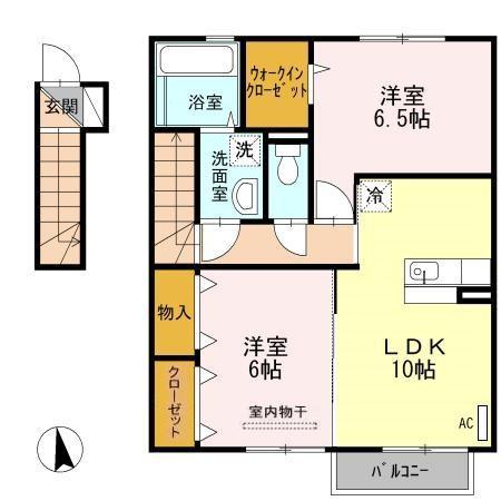 酒田市DROOM セジュール・ブリッサ2016月中旬入居可(2LDK/2階)の間取り写真