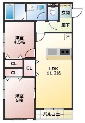 FORTUNA07(2LDK/1階)の間取り写真