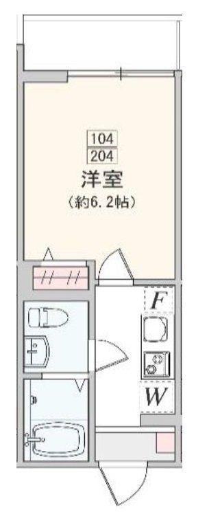 アザーレ・シド読売ランド前(1K/2階)の間取り写真