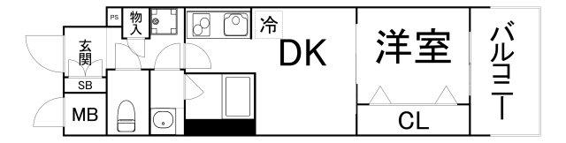 ドゥーエ天満橋(1DK/7階)の間取り写真