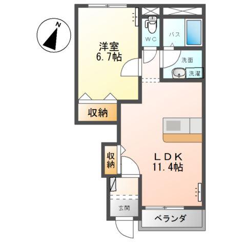 ラヴィータ(1LDK/1階)の間取り写真