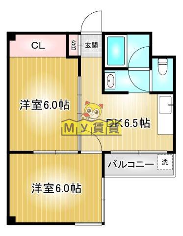 第7スカイパレス(2DK/3階)の間取り写真