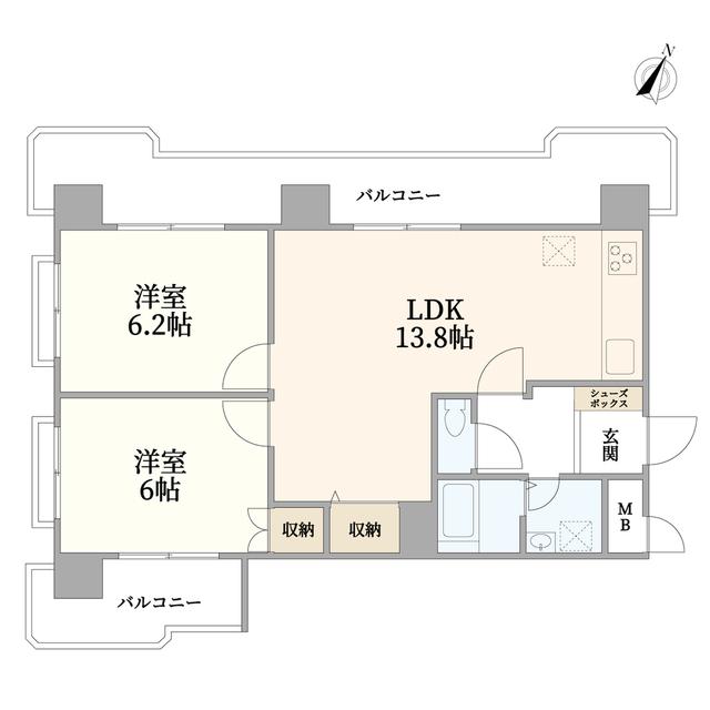 明石町アビタシオン(2LDK/7階)の間取り写真