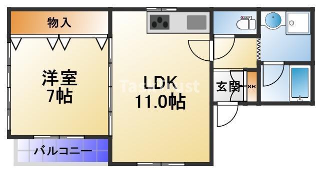 T-HOUSE(1LDK/3階)の間取り写真