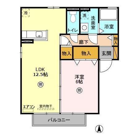 パストラーレ(1LDK/2階)の間取り写真