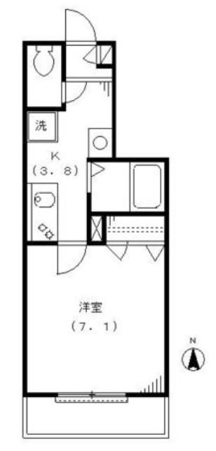 サンハイツ山林(1K/2階)の間取り写真