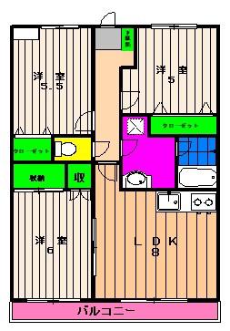 マンションワイズIII(3DK/3階)の間取り写真