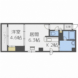 サンリッチ南5条(1LDK/3階)の間取り写真