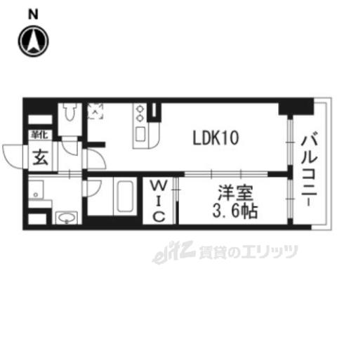 ソルレヴェンテ堀川高辻(1LDK/2階)の間取り写真