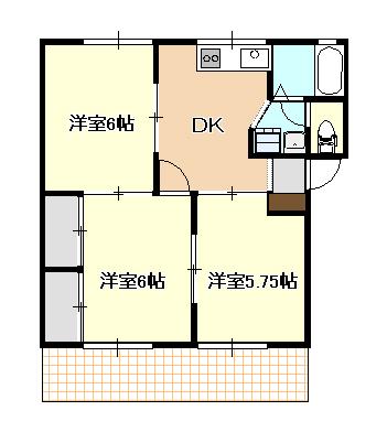 マルセリーノ関C(3DK/1階)の間取り写真