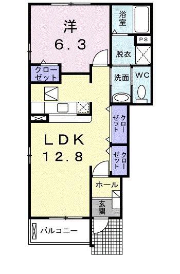 リヴェールM(1LDK/1階)の間取り写真