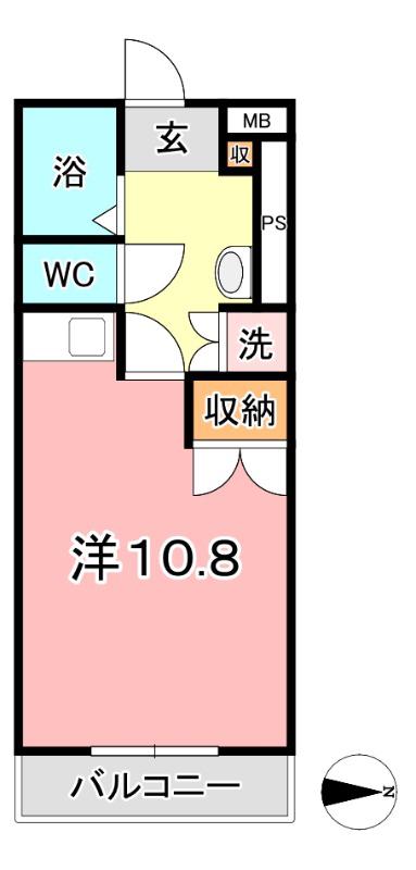 トムキャット101(1K/2階)の間取り写真