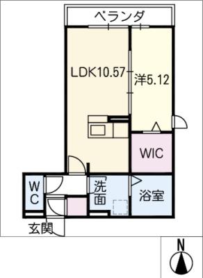 名鉄名古屋本線 加納駅(岐阜) 徒歩9分 3階建 築7年(1LDK/3階)の間取り写真