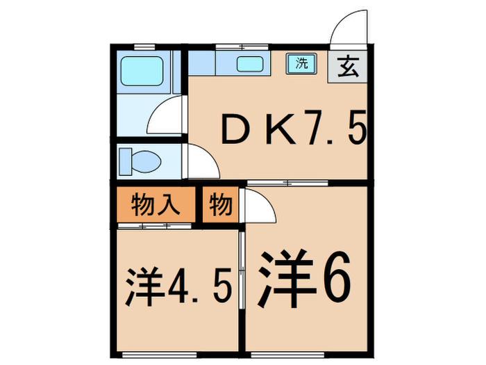 コーポ富士(2DK/1階)の間取り写真