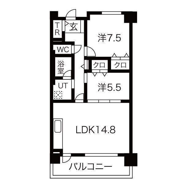 戸部マンション 本館(2LDK/1階)の間取り写真