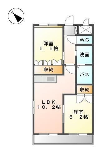 エルフォンティーヌ(2LDK/2階)の間取り写真