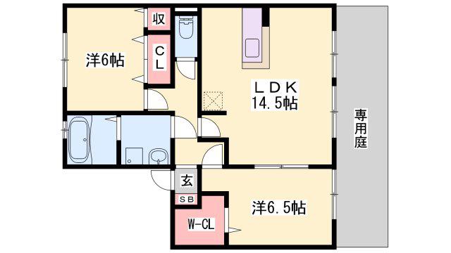 シャルマンドミール B棟(2LDK/2階)の間取り写真