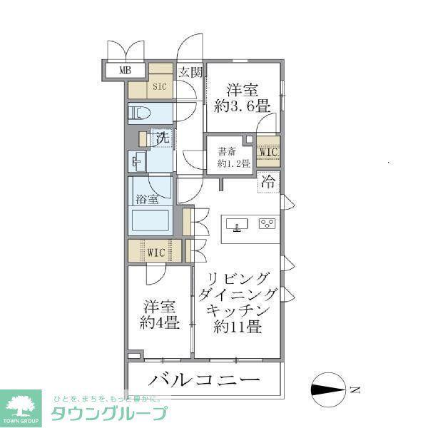 LA PERLA JIYUGAOKAII(2LDK/1階)の間取り写真