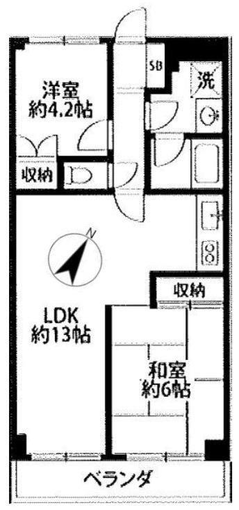 ブルーミングハイツI(2LDK/4階)の間取り写真