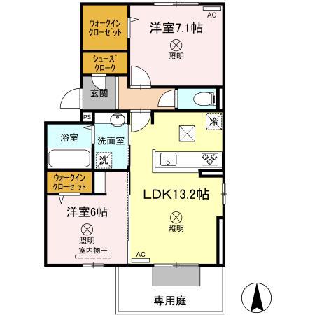 レジデンス(2LDK/1階)の間取り写真